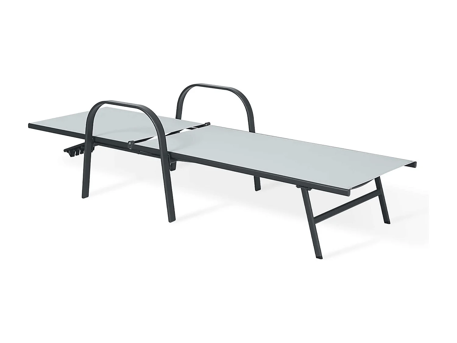 Chaise Longue Rebecca Mobili Darkin 95x195x69 Acier Polyester Gris Clair Anthracite Moderne