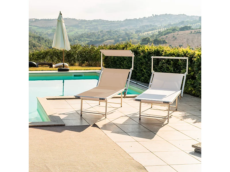 Tumbona Rebecca Mobili Jambul 38x186x61 Aluminio Poliéster Beige Moderno
