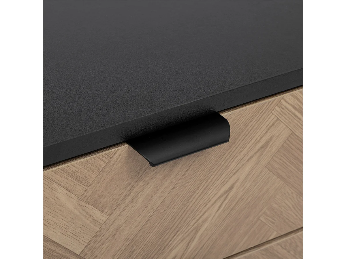 Table d'appoint Table de chevet en métal noir et tiroirs aspect chevron 50 x 40 cm