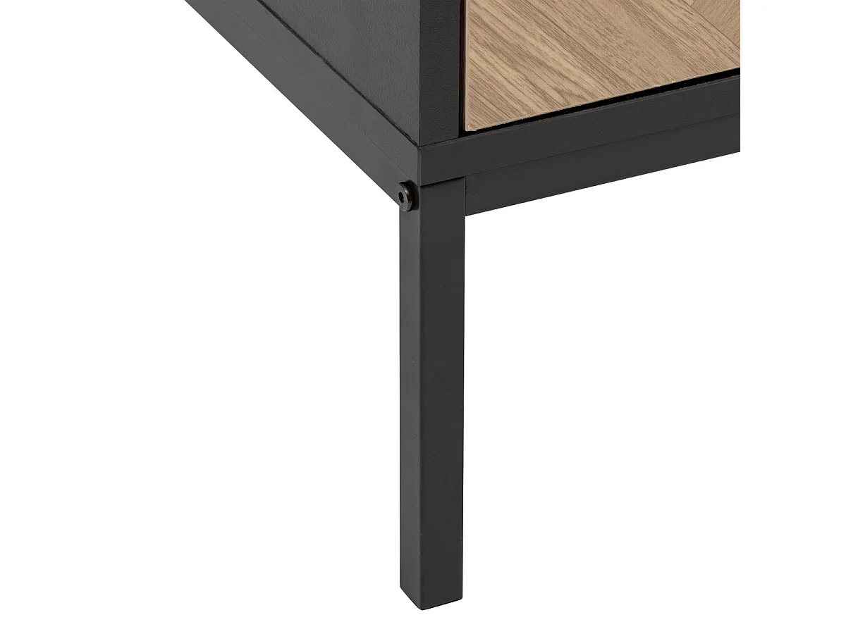 Table d'appoint Table de chevet en métal noir et tiroirs aspect chevron 50 x 40 cm