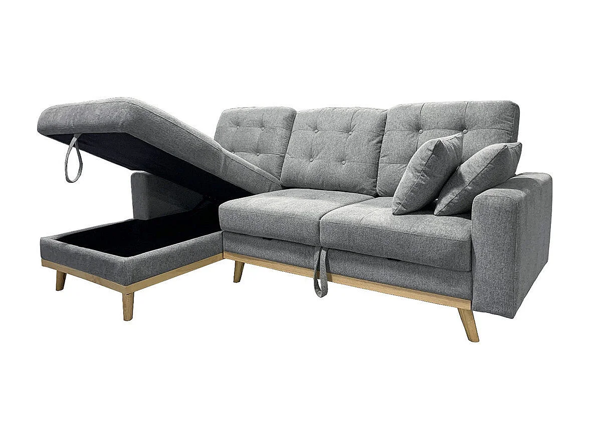 Sofa Cama Chaise Longue Nuria 230cm, Gris, Izquierdo