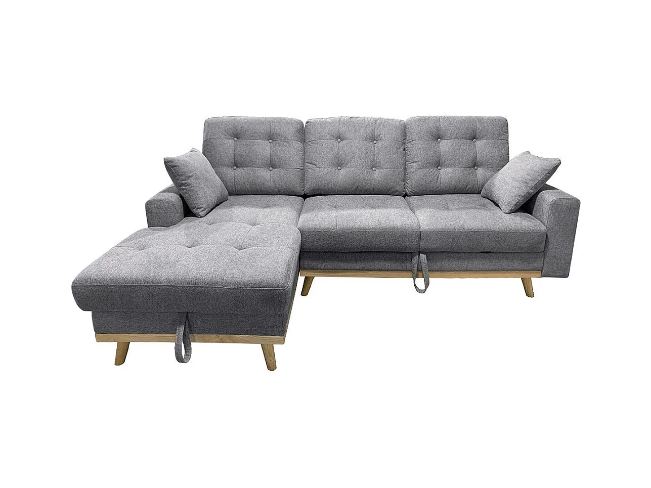 Sofá-Cama Chaise Longue Nuria 230cm, Cinza, Esquerdo