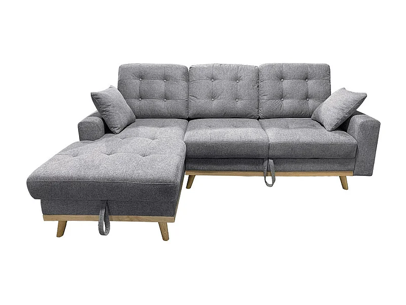 Sofa Cama Chaise Longue Nuria 230cm, Gris, Izquierdo