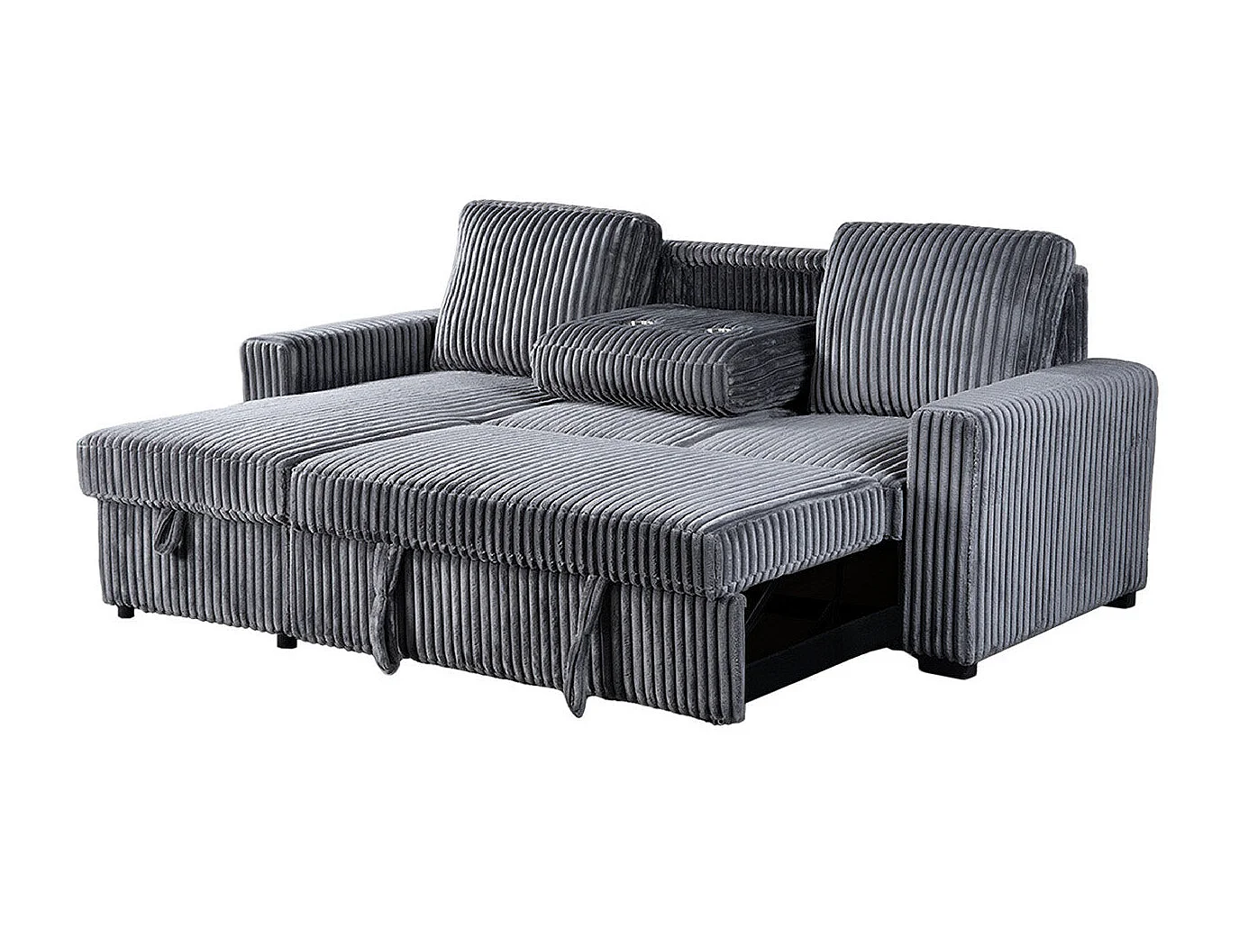 Sofa Cama Chaise Longue Luke 234cm Gris en terciopelo