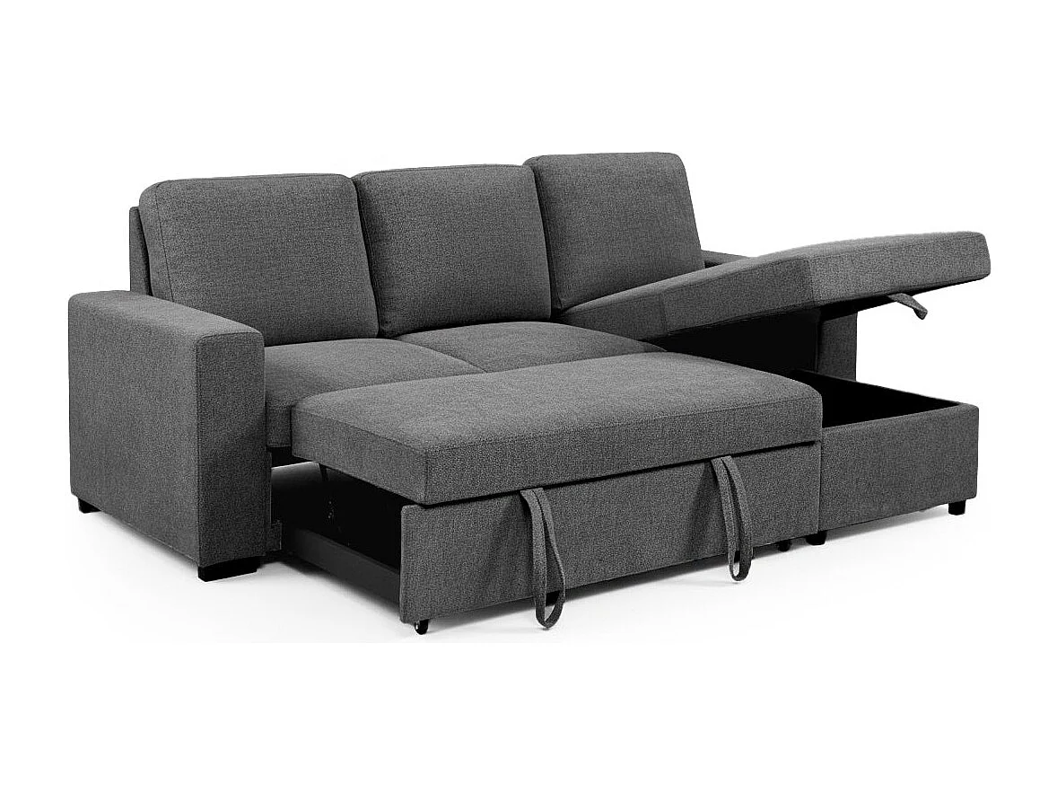 Sofa Cama Chaise Longue Luke 234cm Gris en terciopelo