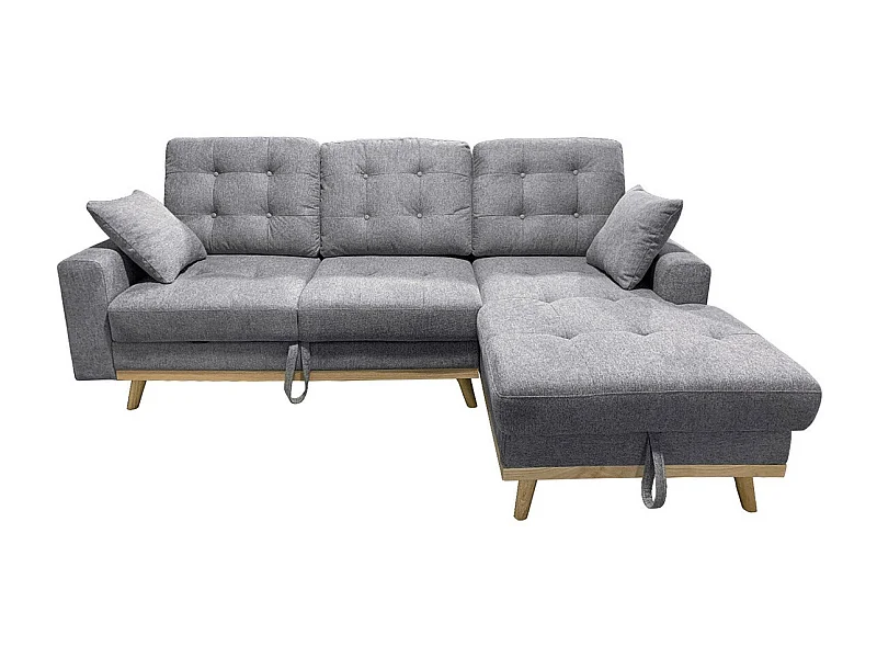 Sofá-Cama Chaise Longue Nuria 230cm, Cinza, Direito