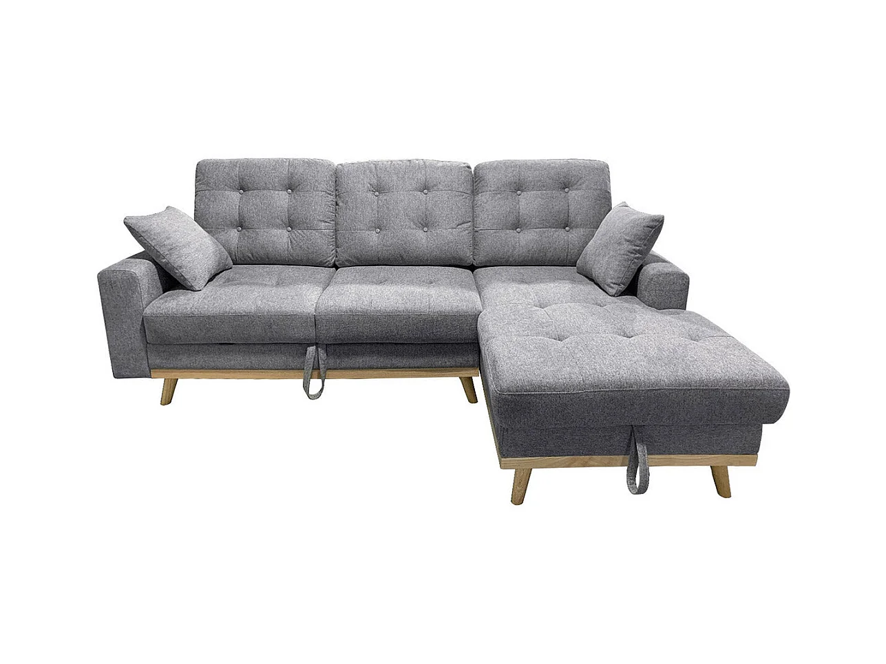 Sofá-Cama Chaise Longue Nuria 230cm, Cinza, Direito
