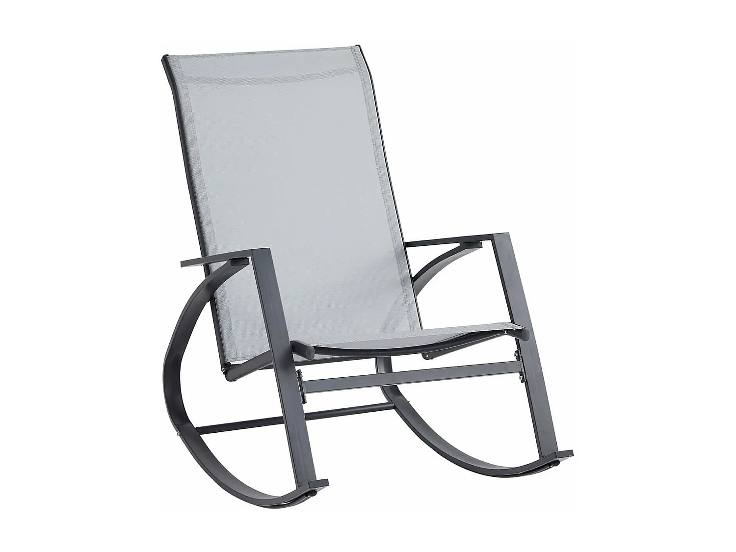 Sedia a Dondolo Rebecca Mobili Sadafuly 94x104x60 Acciaio Poliestere Grigio Chiaro Antracite Moderno