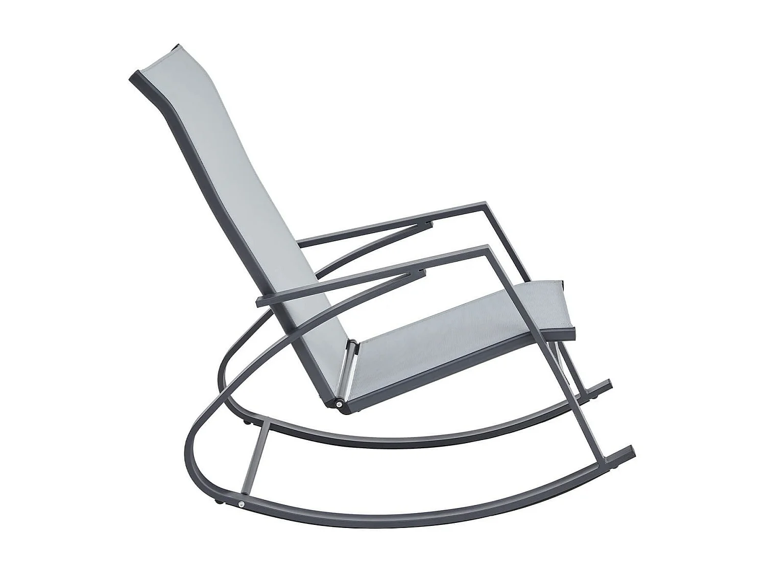 Sedia a Dondolo Rebecca Mobili Sadafuly 94x104x60 Acciaio Poliestere Grigio Chiaro Antracite Moderno