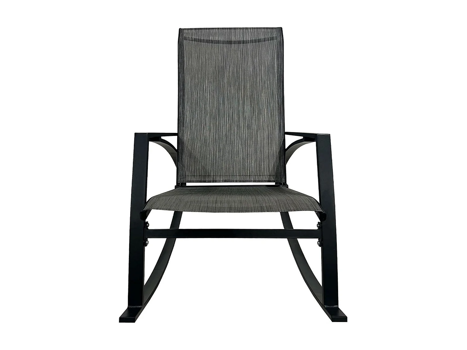 Sedia a Dondolo Rebecca Mobili Portakal 94x104x60 Acciaio Poliestere Grigio Scuro Nero Moderno