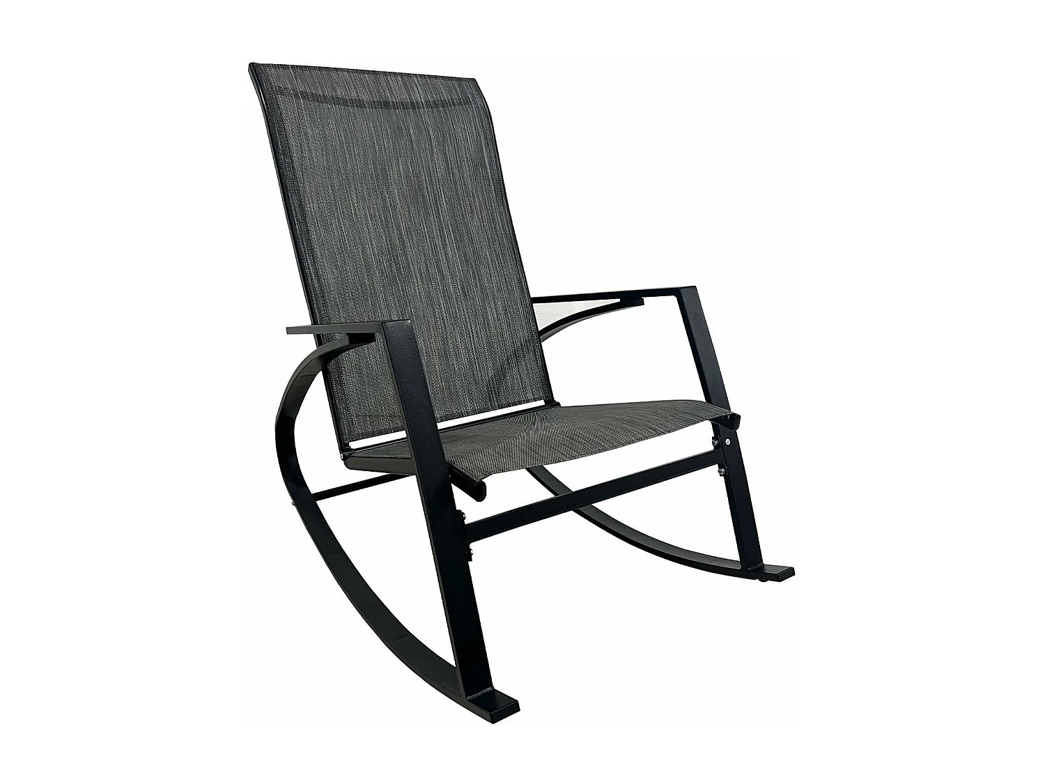 Chaise à Bascule Rebecca Mobili Portakal 94x104x60 Acier Polyester Gris Foncé Noir Moderne