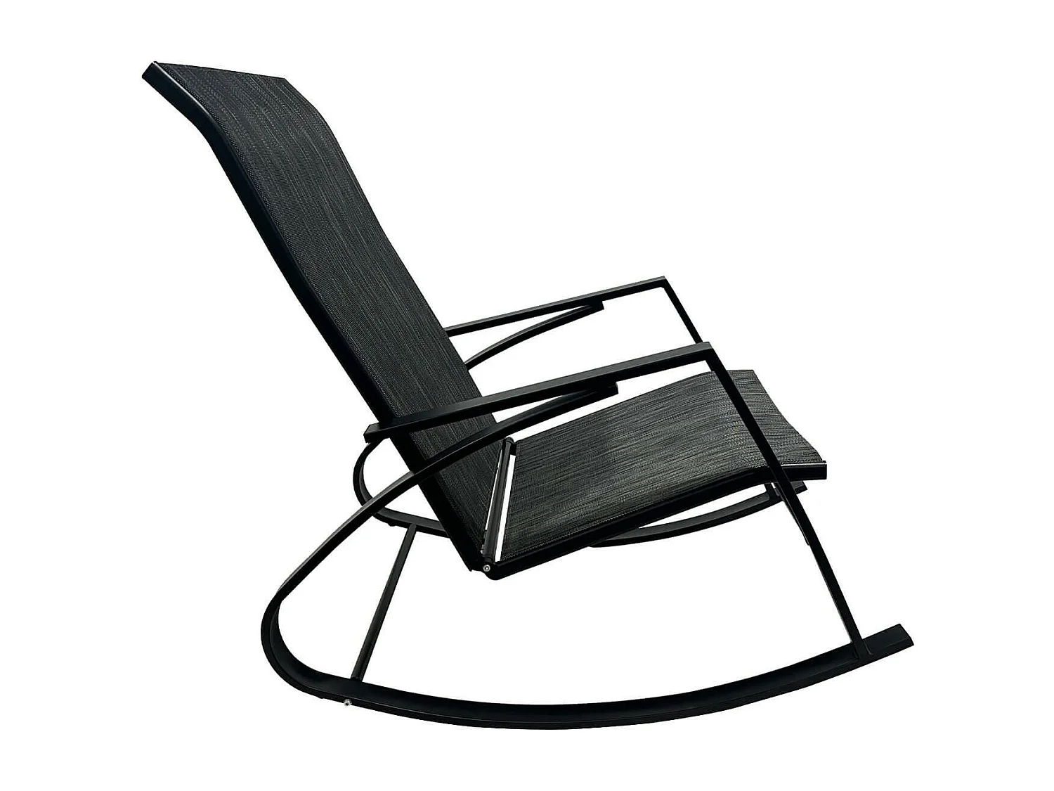 Chaise à Bascule Rebecca Mobili Portakal 94x104x60 Acier Polyester Gris Foncé Noir Moderne