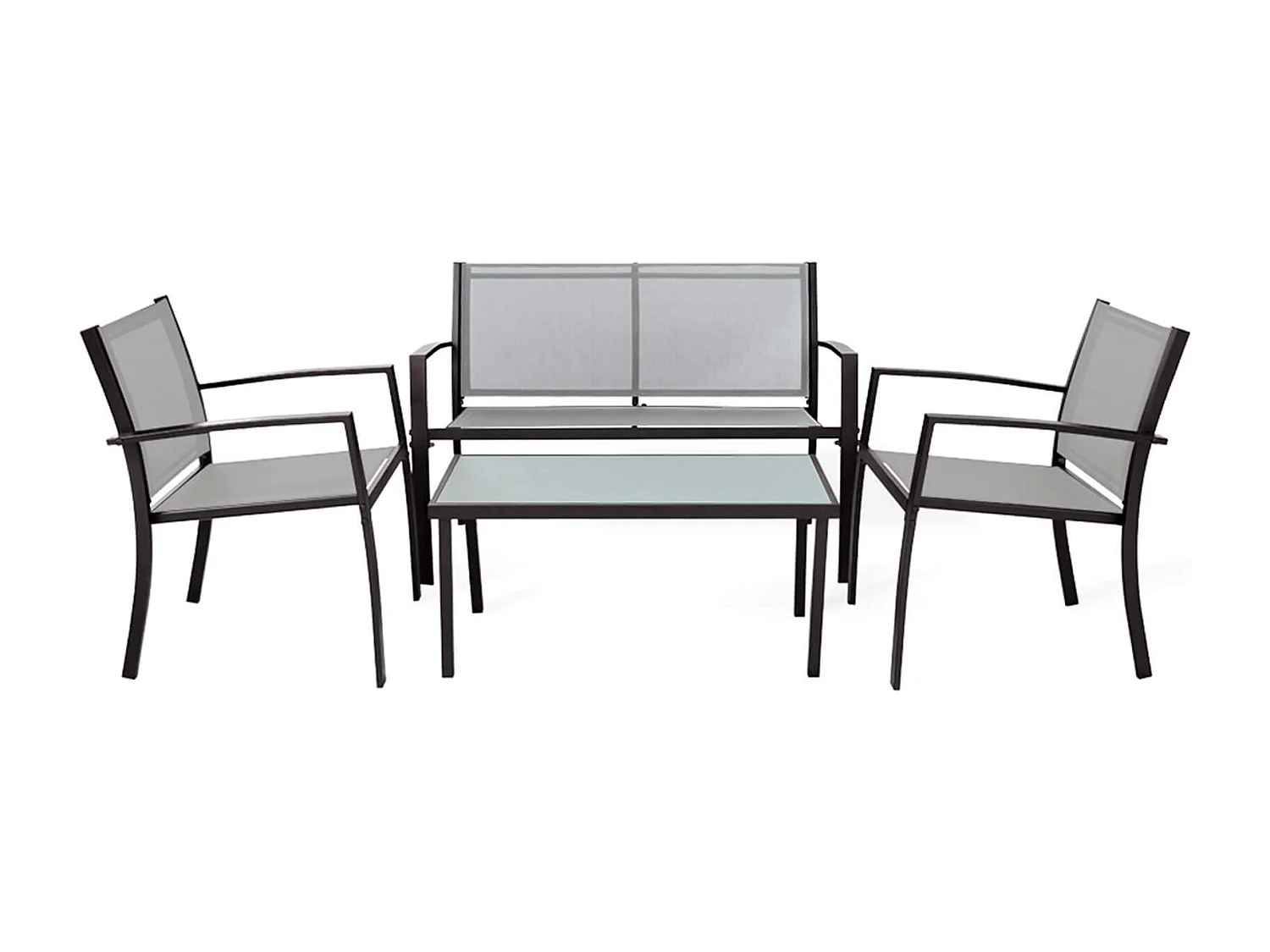 Salotto da Giardino Rebecca Mobili Rawal 75x110x58 Acciaio Poliestere Grigio Chiaro Antracite Moderno SET 4 pz