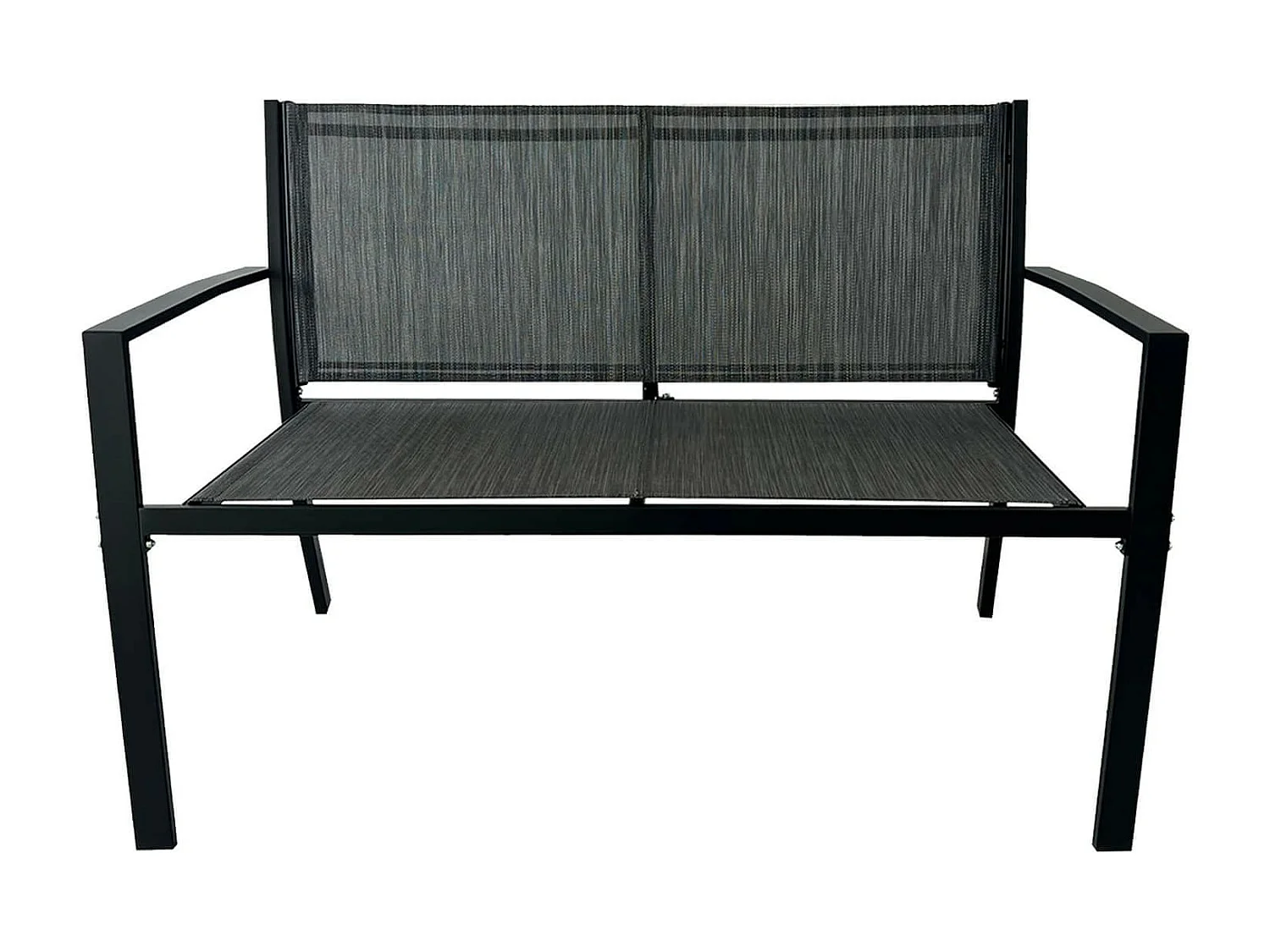 Salotto da Giardino Rebecca Mobili Achiote 75x110x58 Acciaio Poliestere Grigio Scuro Nero Moderno SET 4 pz