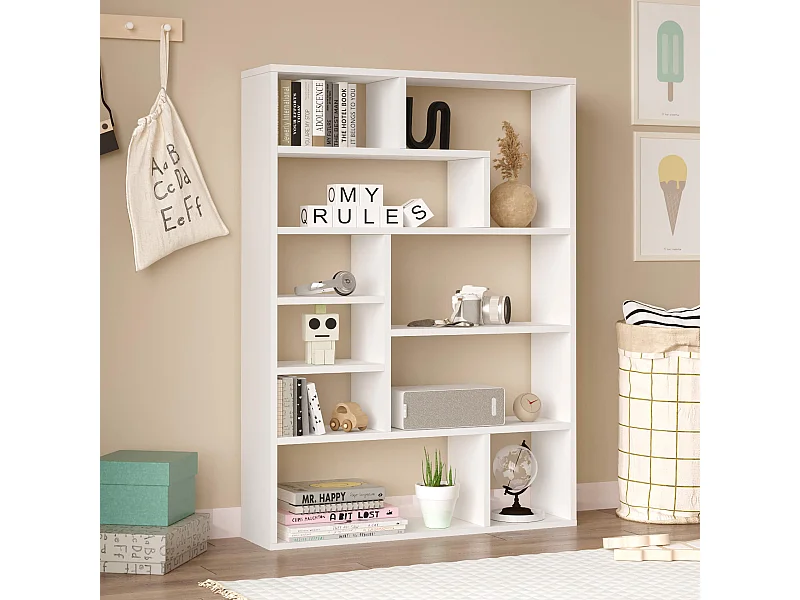 Libreria Rebecca Mobili Iroko 123,5x90x22 Truciolato Bianco Moderno