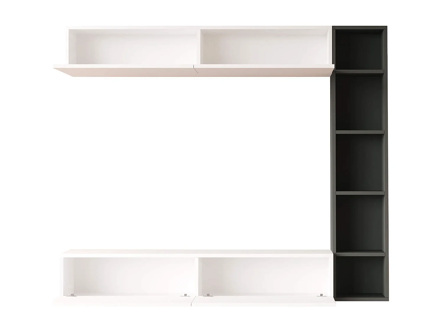 Parete Attrezzata Rebecca Mobili Tamael 143,5x169x26 Truciolato Bianco Grigio Scuro Moderno SET 3 pz