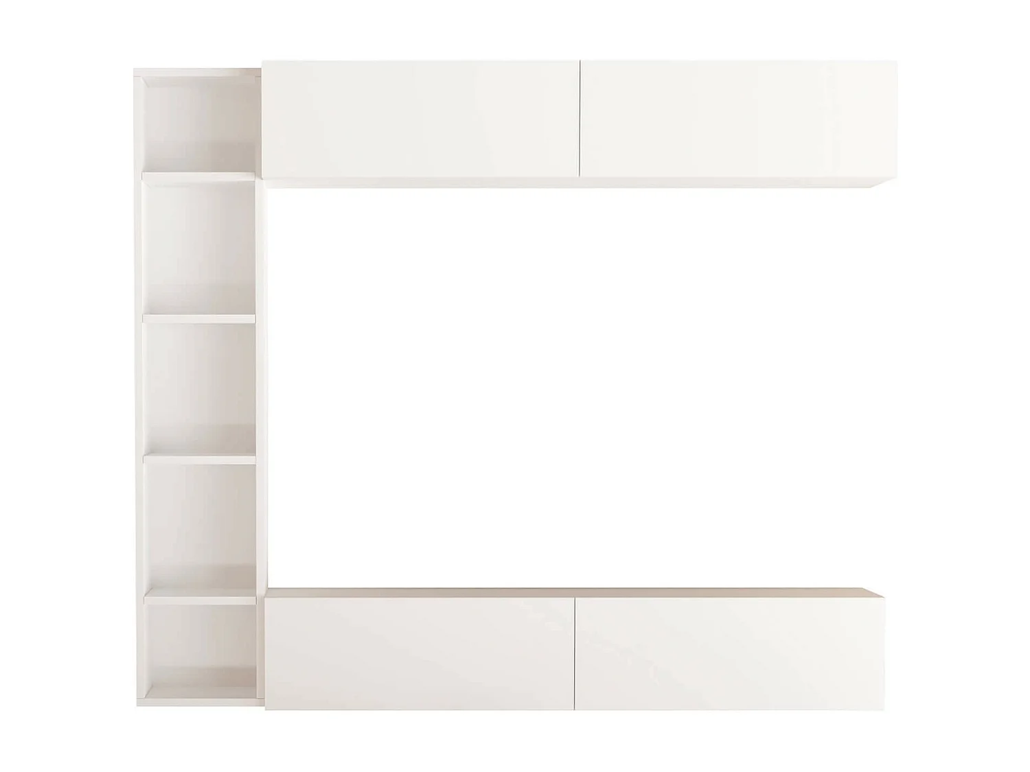 Parete Attrezzata Rebecca Mobili Kadab 143,5x169x26 Truciolato Bianco Moderno SET 3 pz