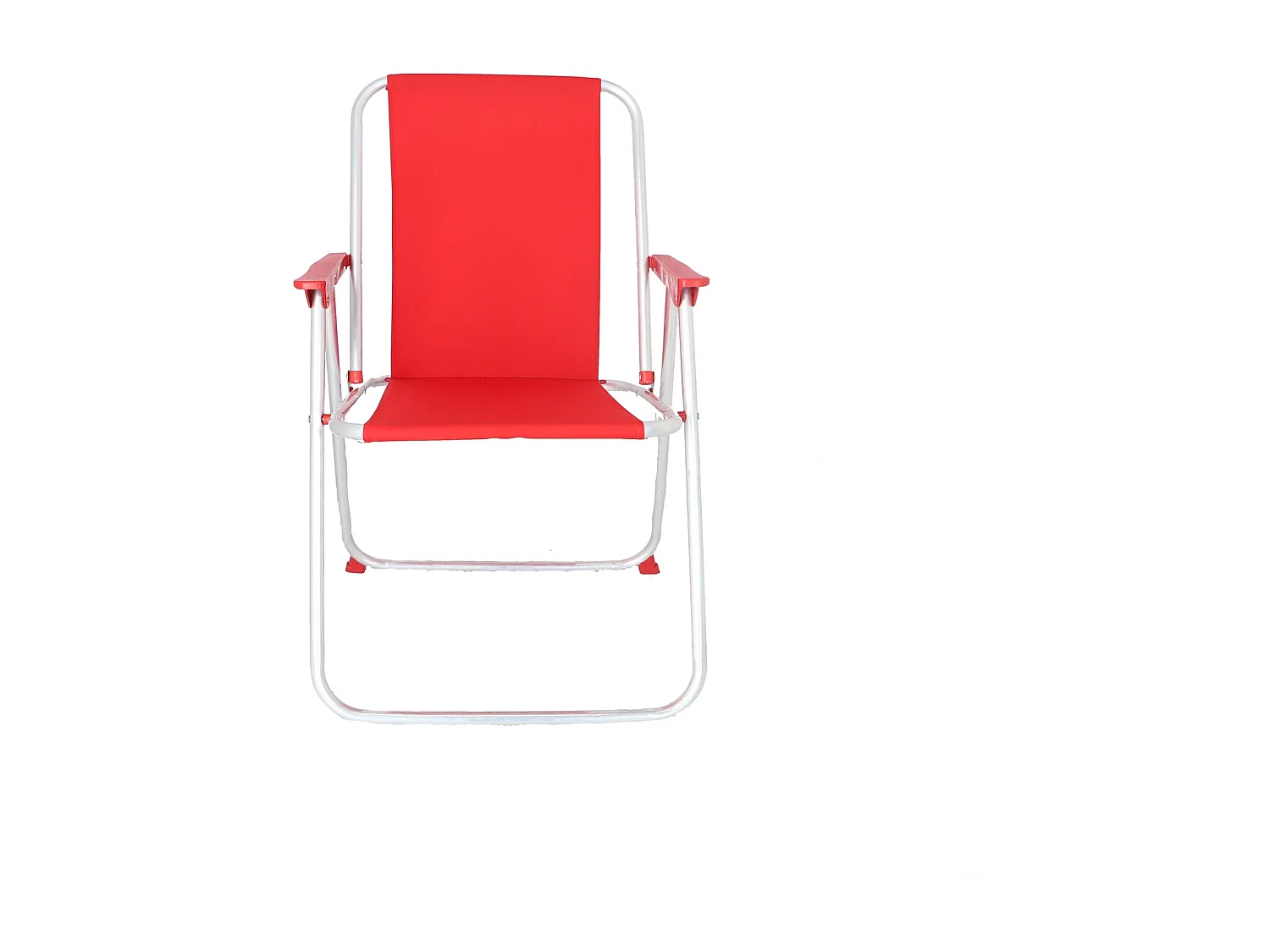 Well Home - Lot de 2 chaises de plage pliantes en métal rouge 44x44x74cm