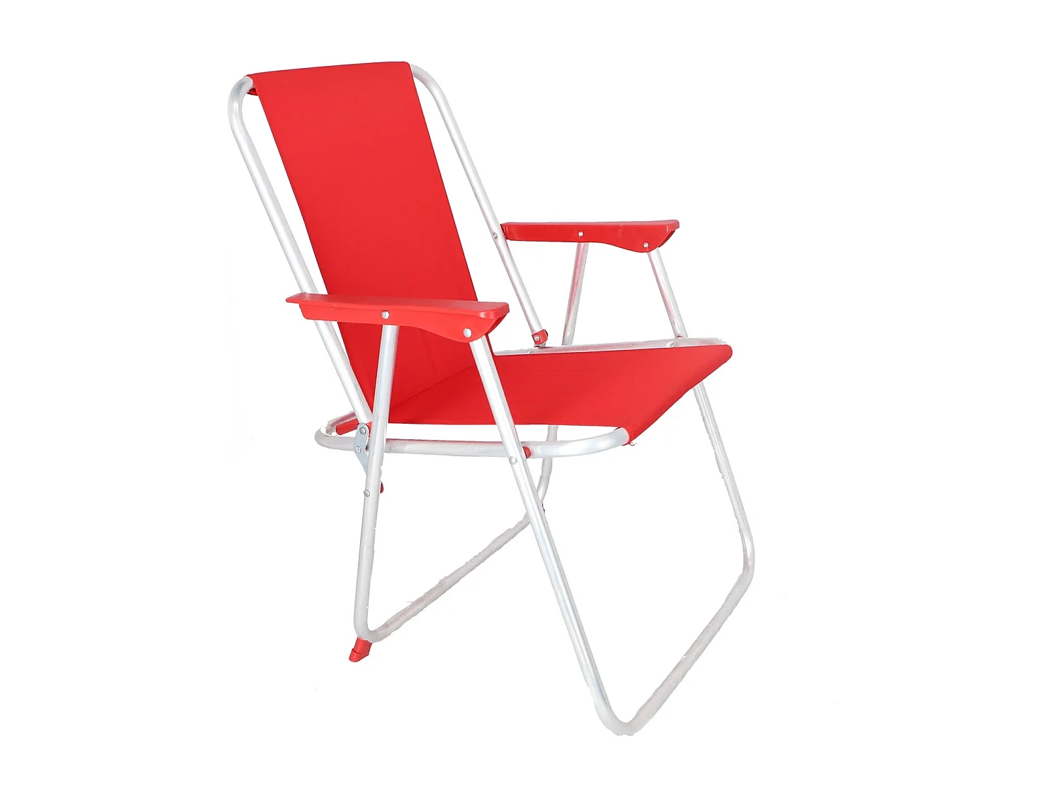Well Home - Lot de 2 chaises de plage pliantes en métal rouge 44x44x74cm