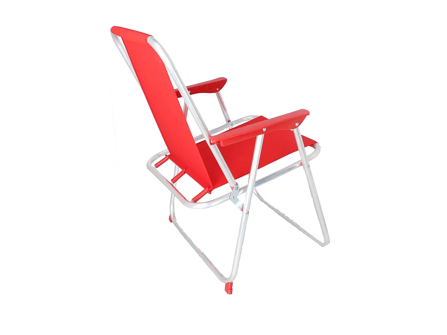 Well Home - Lot de 4 chaises de plage pliantes en métal rouge 44x44x74cm
