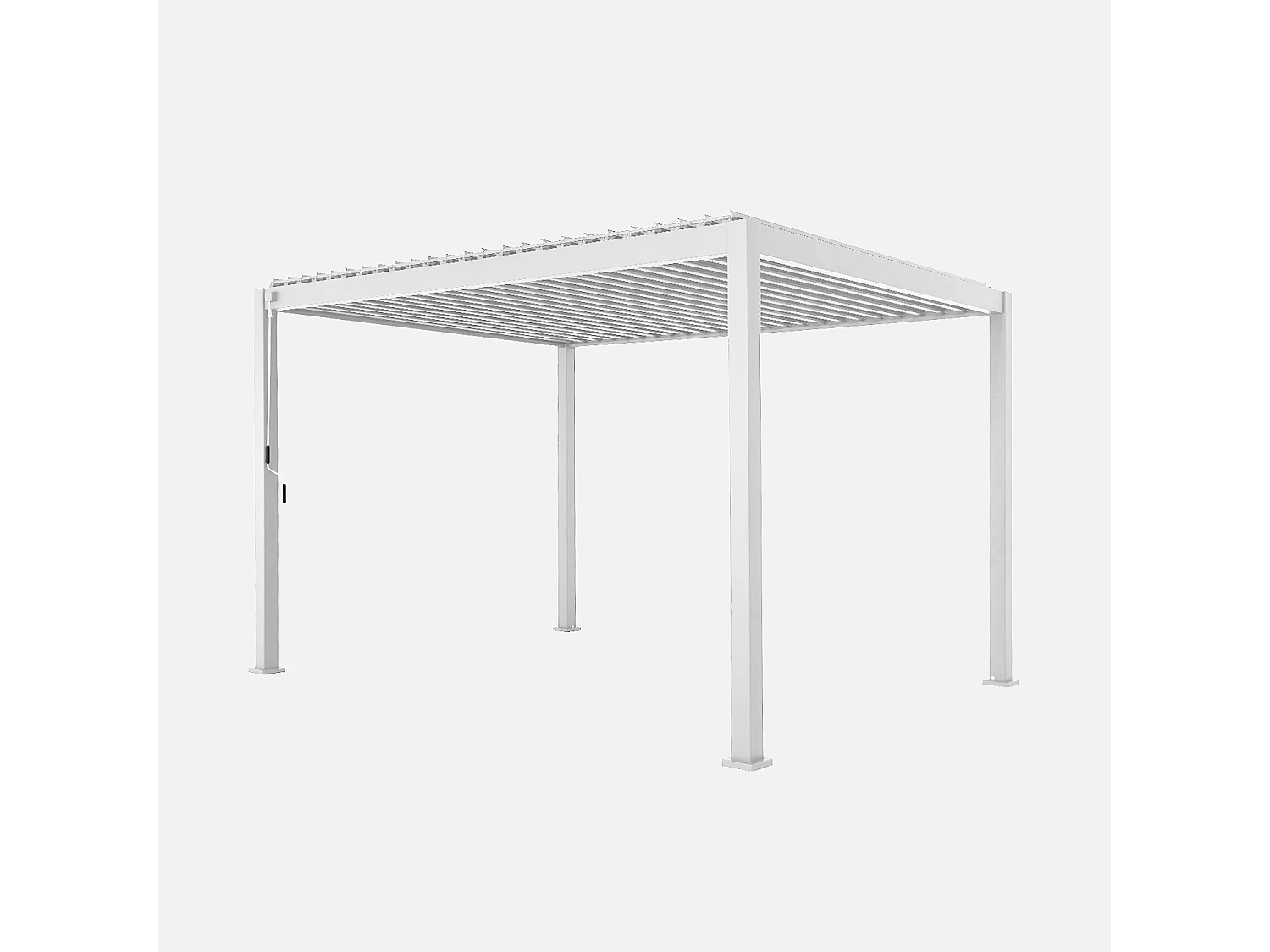 Pergola bioclimatique en aluminium. lames orientables 3x4m + 2 stores 3m + 1 store 4m TRIOMPHE blanc
