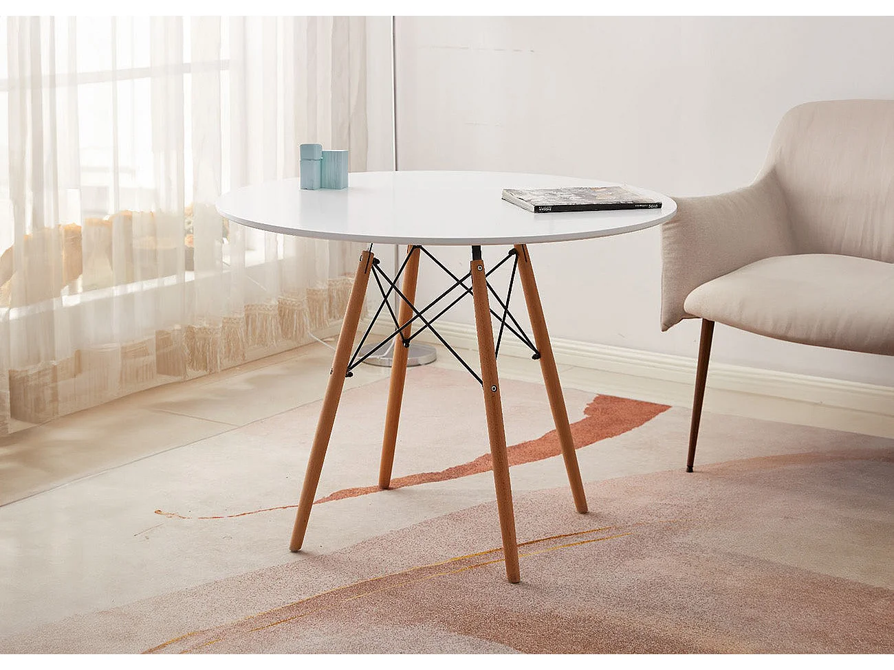 Mesa Redonda Nórdica 100cm. Sala de Jantar ou Cozinha Branco