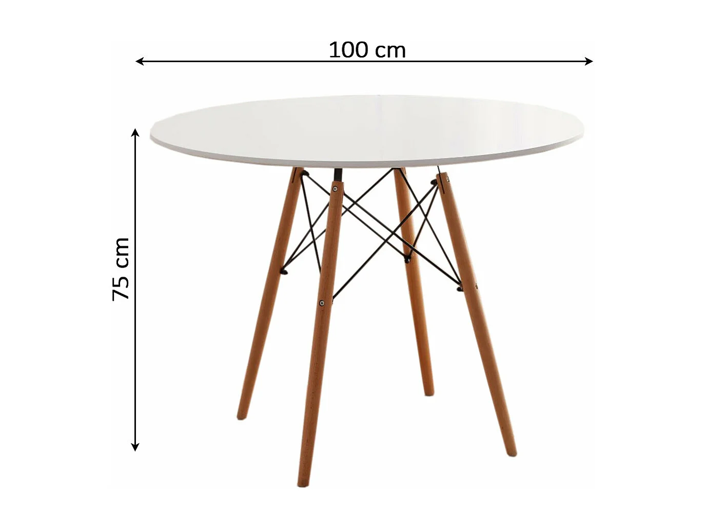 Mesa Redonda Nórdica 100cm. Sala de Jantar ou Cozinha Branco