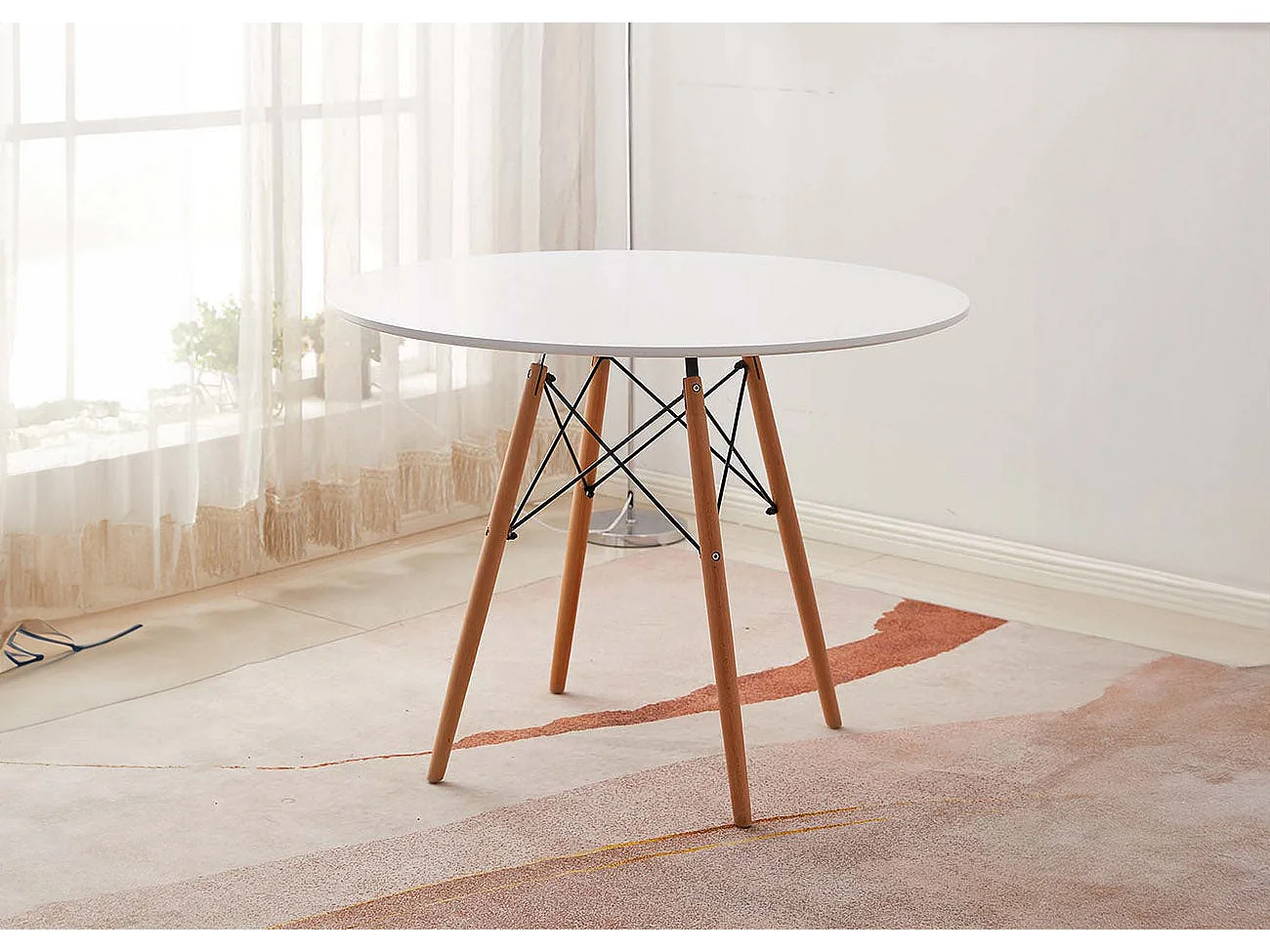 Mesa Redonda Nórdica 100cm. Sala de Jantar ou Cozinha Branco