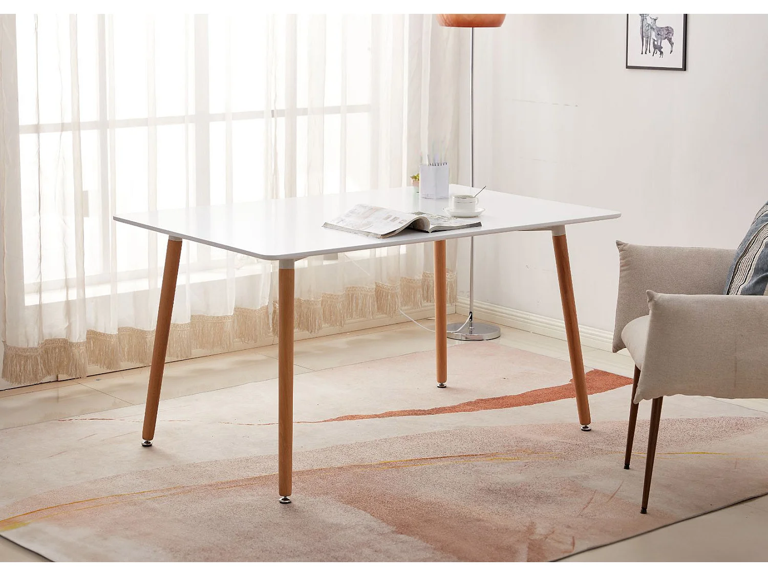 Mesa Nordica de Comedor o Cocina Moritz 140cm Blanco