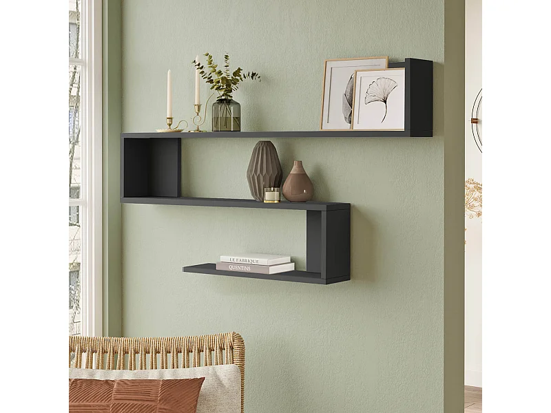 Mensola Rebecca Mobili Doye 71,5x120x14,5 Truciolato Grigio Scuro Moderno