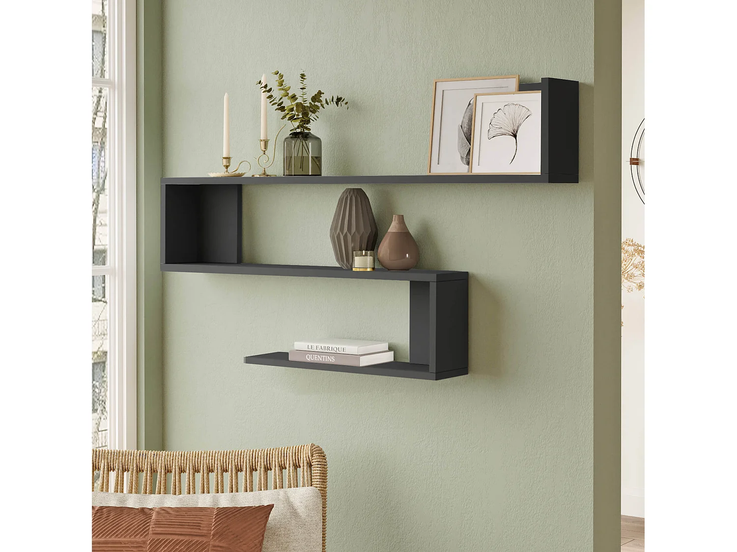 Étagère Rebecca Mobili Doye 71,5x120x14,5 Panneau de particules Gris Foncé Moderne