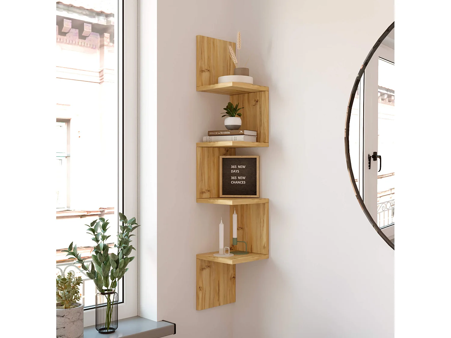 Scaffale da Parete Rebecca Mobili Namakin 117x22x22 Truciolato Rovere Chiaro Moderno