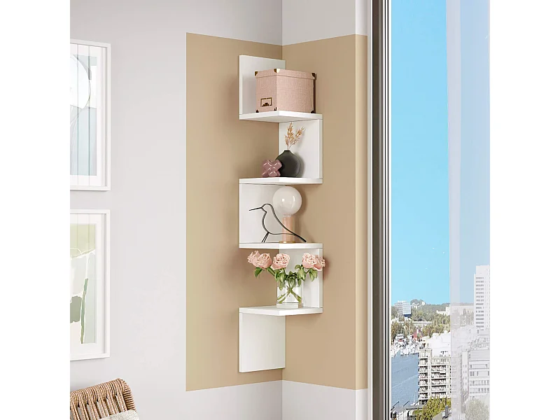 Estante de pared Rebecca Mobili Balang 117x22x22 Tablero de partículas Blanco Moderno