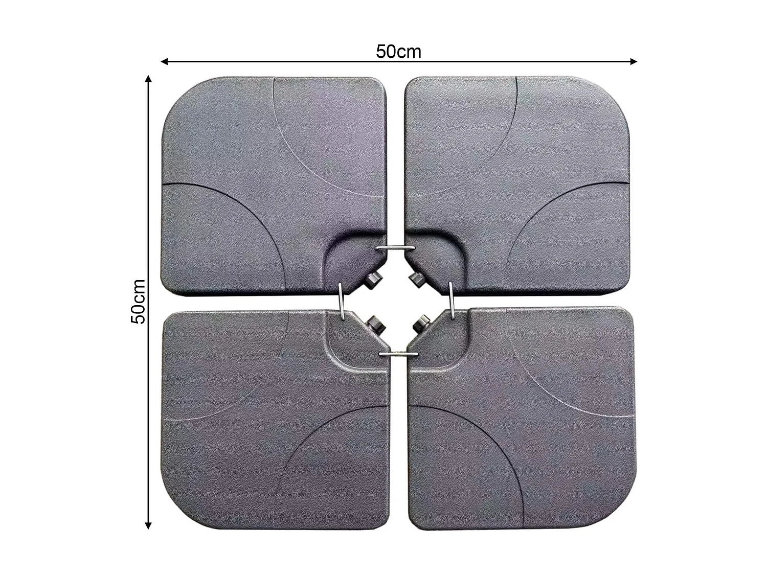 Pesi per Ombrellone Rebecca Mobili Callistemon 7,5x50x50 Hdpe Nero SET 4 pz