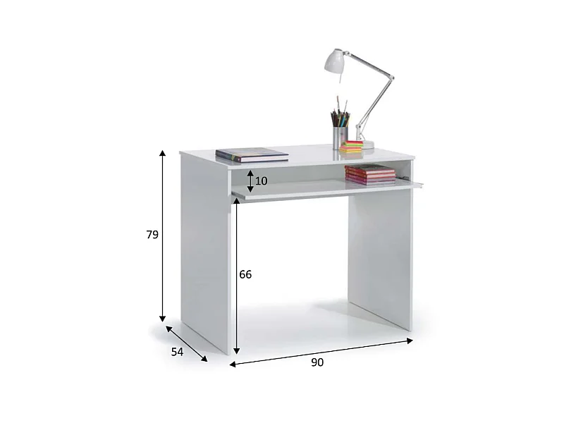 Mesa de Escritorio IJOY con Bandeja Inferior, Blanco 90x79 cm