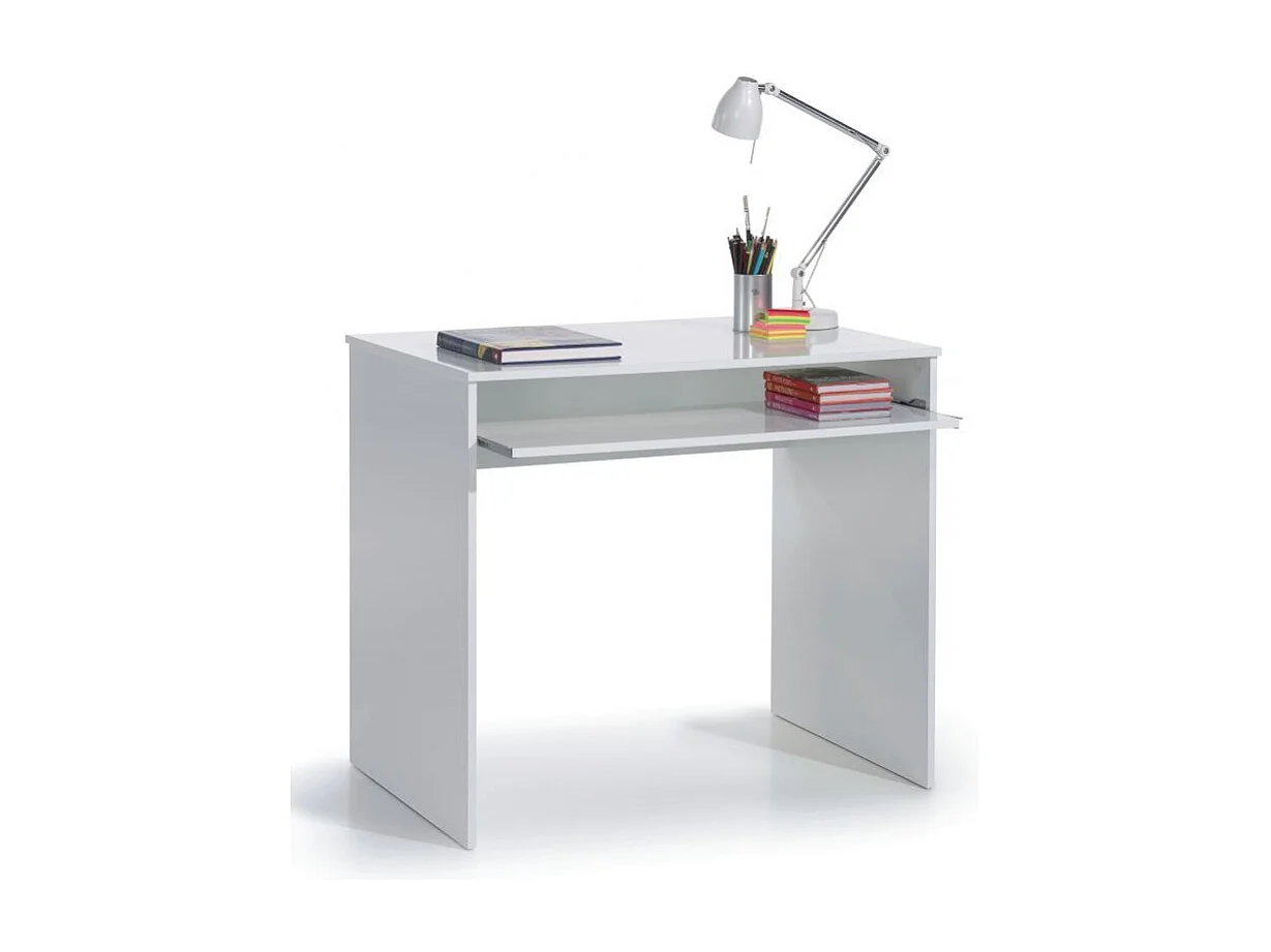 Mesa de Escritório IJOY com Bandeja Inferior, Branco 90x79cm