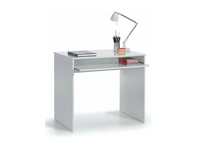 Mesa de Escritório IJOY com Bandeja Inferior, Branco 90x79cm