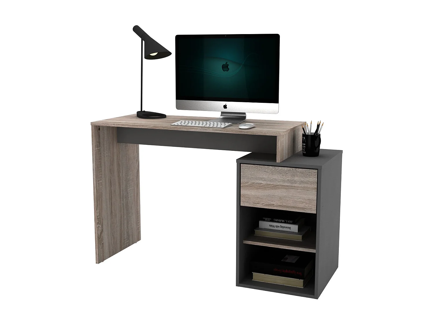 Mesa de Escritório DN com Gaveta, Branco 119x76cm