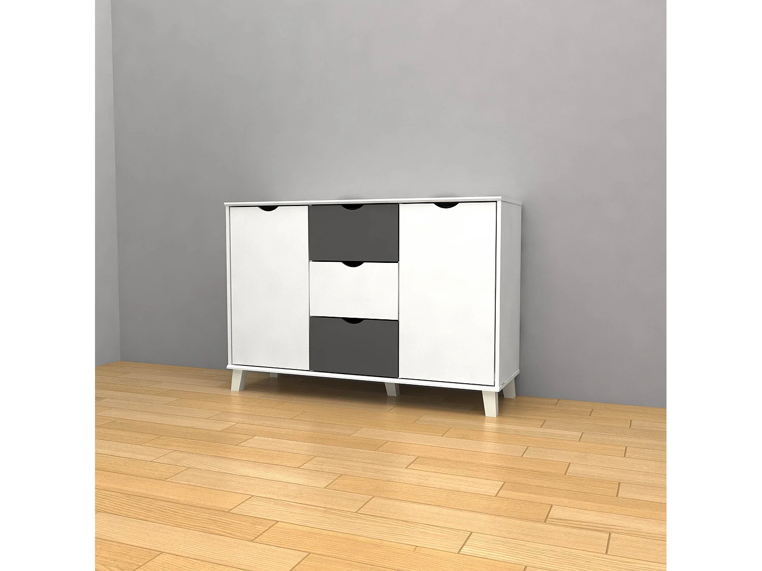 Aparador 2 Puertas y 3 Cajones DN, Blanco 120x82 cm