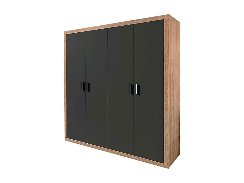 Armario 4 Puertas Batientes Kiara Cambria y Grafito 210x196x48 cm