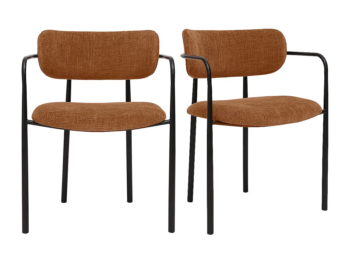 Chaises en tissu effet velours texturé terre brûlée et métal noir (lot de 2) SWIFT