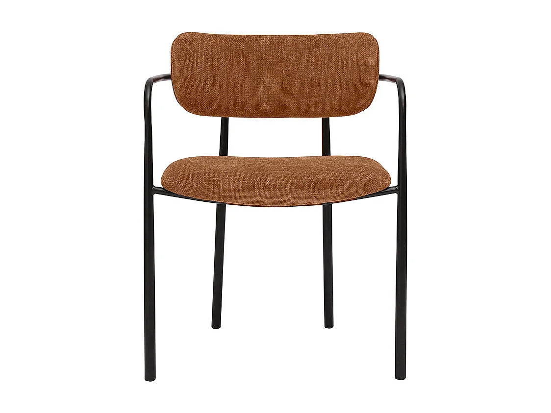 Chaises en tissu effet velours texturé terre brûlée et métal noir (lot de 2) SWIFT