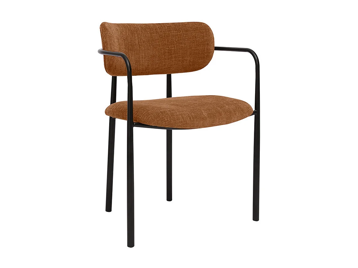 Chaises en tissu effet velours texturé terre brûlée et métal noir (lot de 2) SWIFT