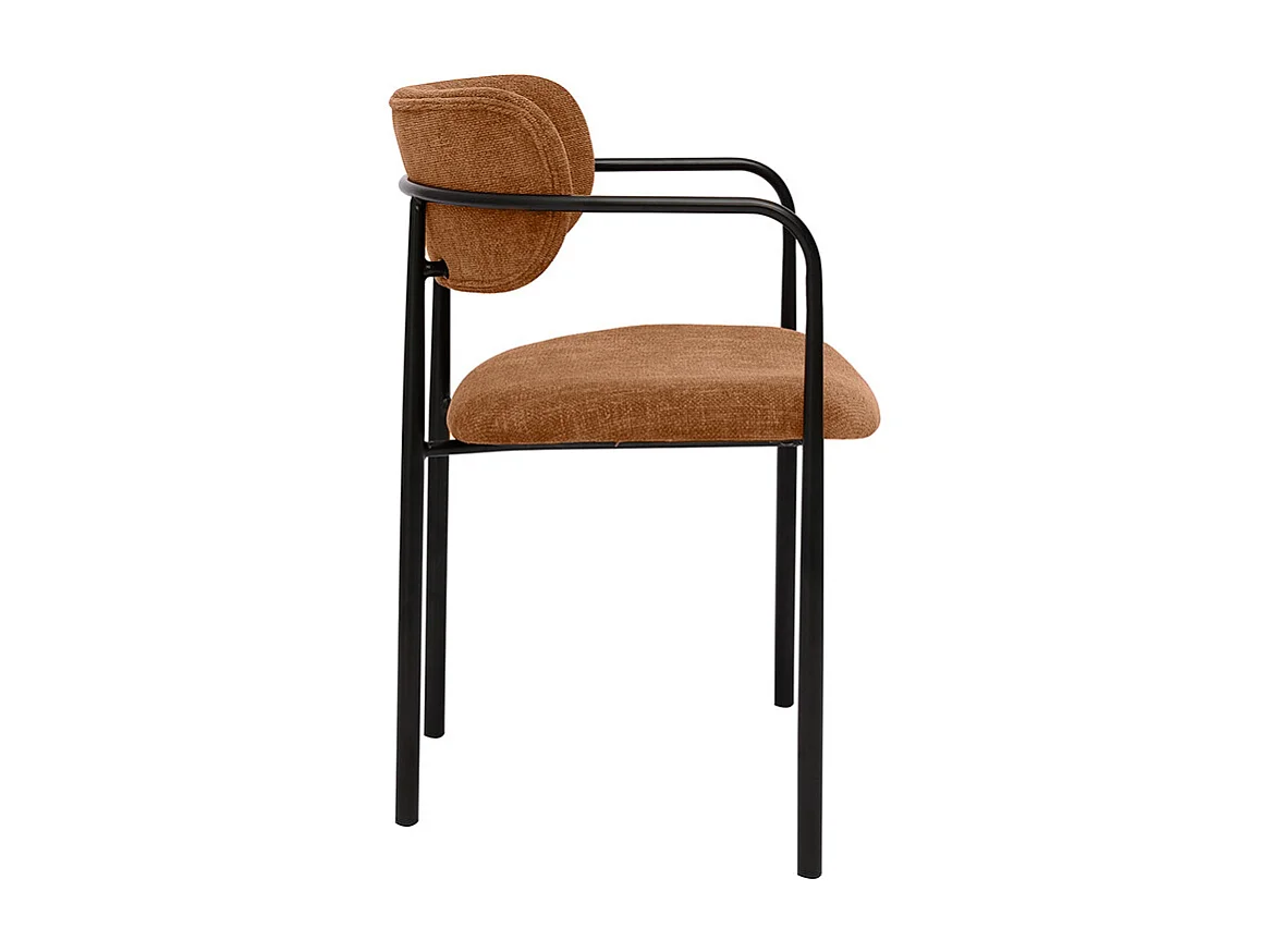 Chaises en tissu effet velours texturé terre brûlée et métal noir (lot de 2) SWIFT