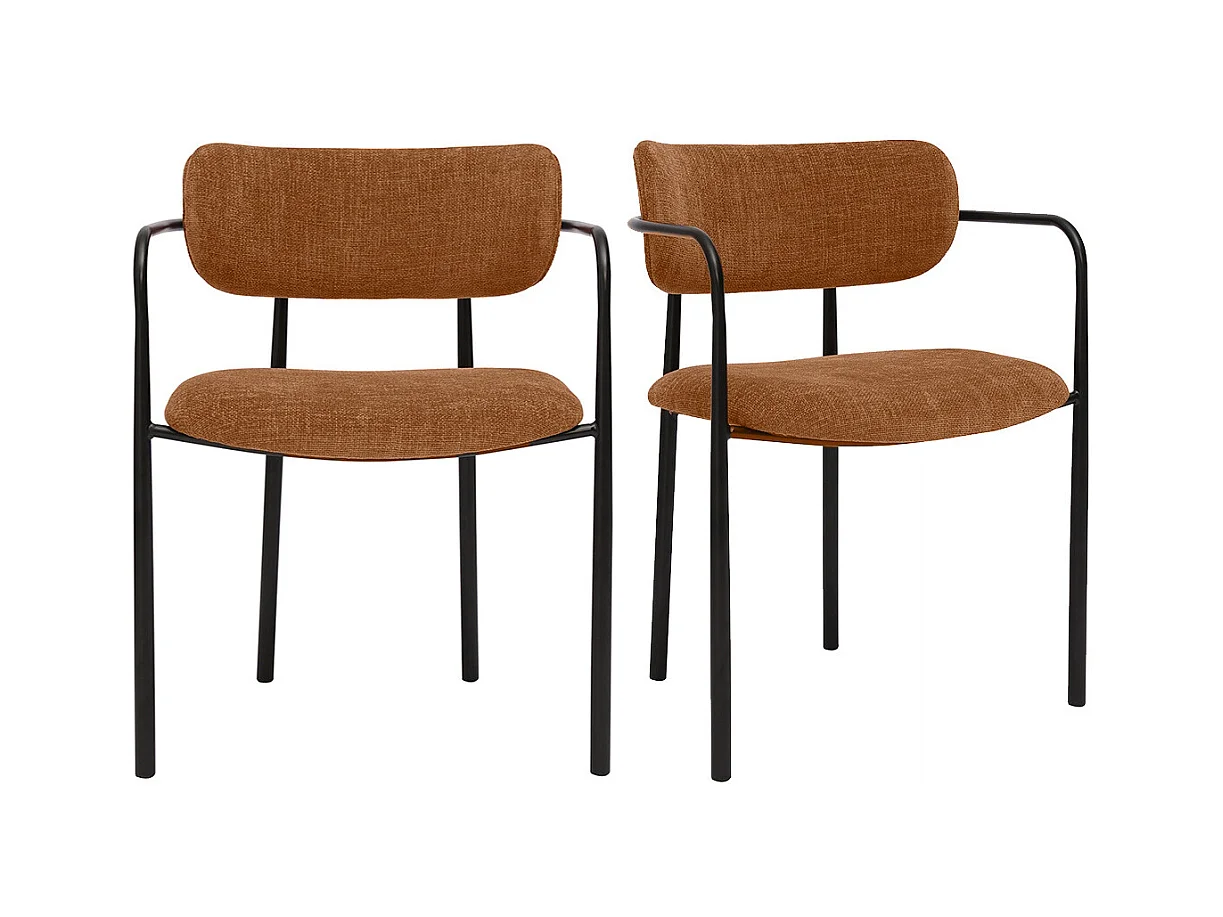 Chaises en tissu effet velours texturé terre brûlée et métal noir (lot de 2) SWIFT