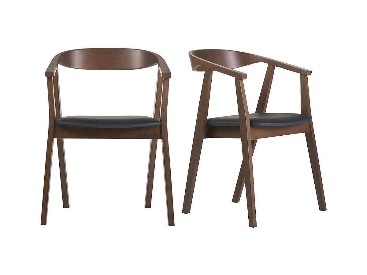 Chaises scandinaves design noir et bois foncé (lot de 2) BAHIA