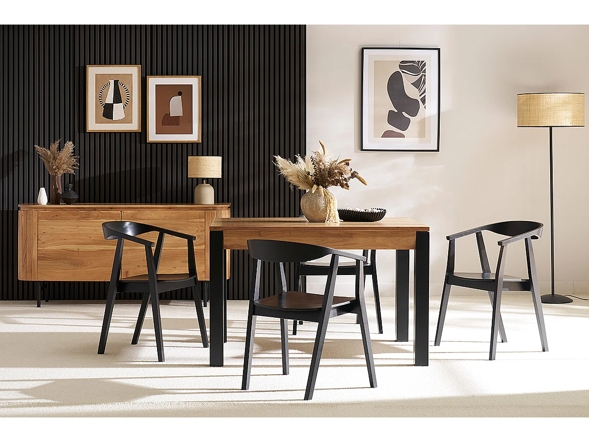 Sedie design in stile scandinavo nero e legno scuro (set di 2) BAHIA