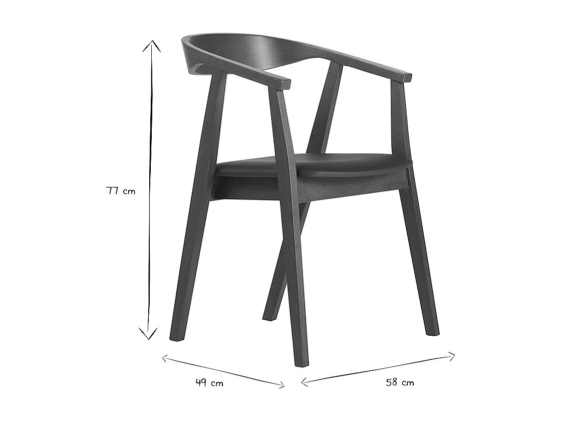 Sedie design in stile scandinavo nero e legno scuro (set di 2) BAHIA