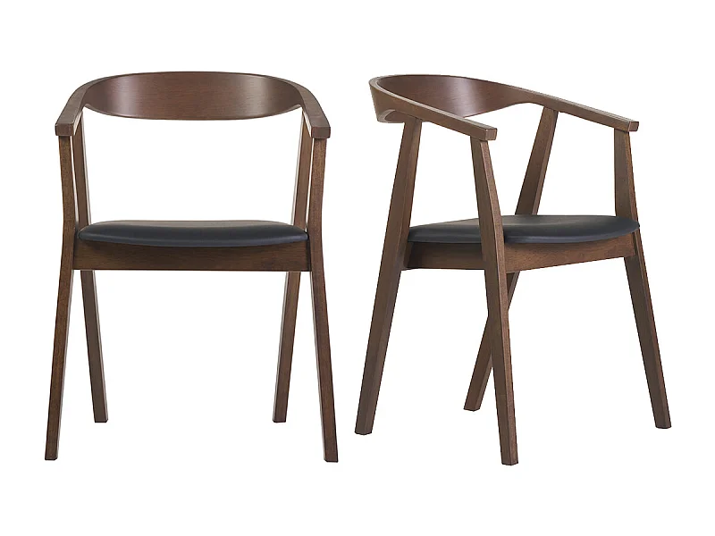 Sedie design in stile scandinavo nero e legno scuro (set di 2) BAHIA