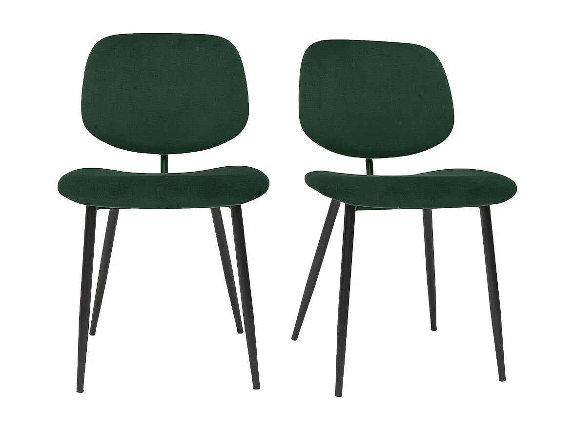Stühle aus grünem Samt und schwarz lackiertes Metall (2er-Set) TOBIAS